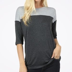 Grey Colorblock Top